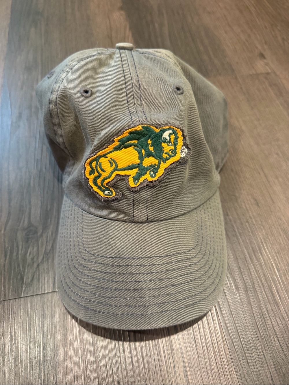 North Dakota State Olive Green Baseball Cap with Yellow & Green Buffalo Patch